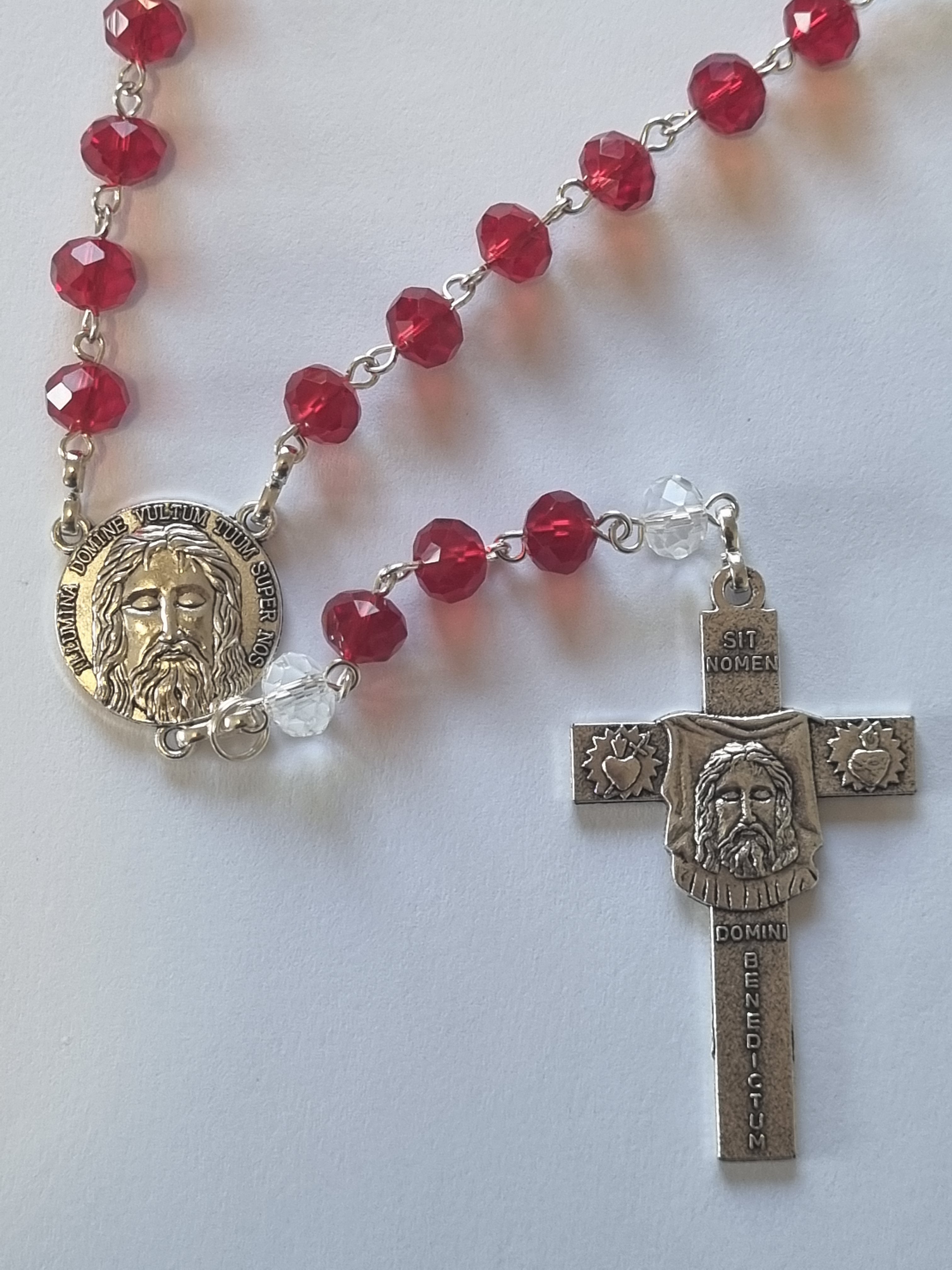 Holy Face Devotion Pack – Handmade Chaplet with Silk Bag, Holy Head Pendant, Prayer Booklets & Holy Cards