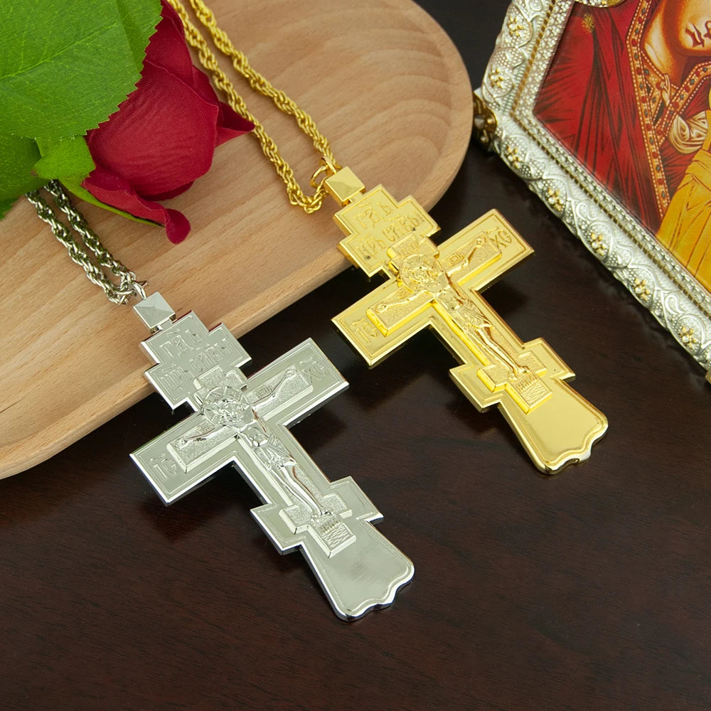 Byzantine Jesus Cross Pendant Necklace – Devotional Religious Prayer Jewelry for Faith and Worship