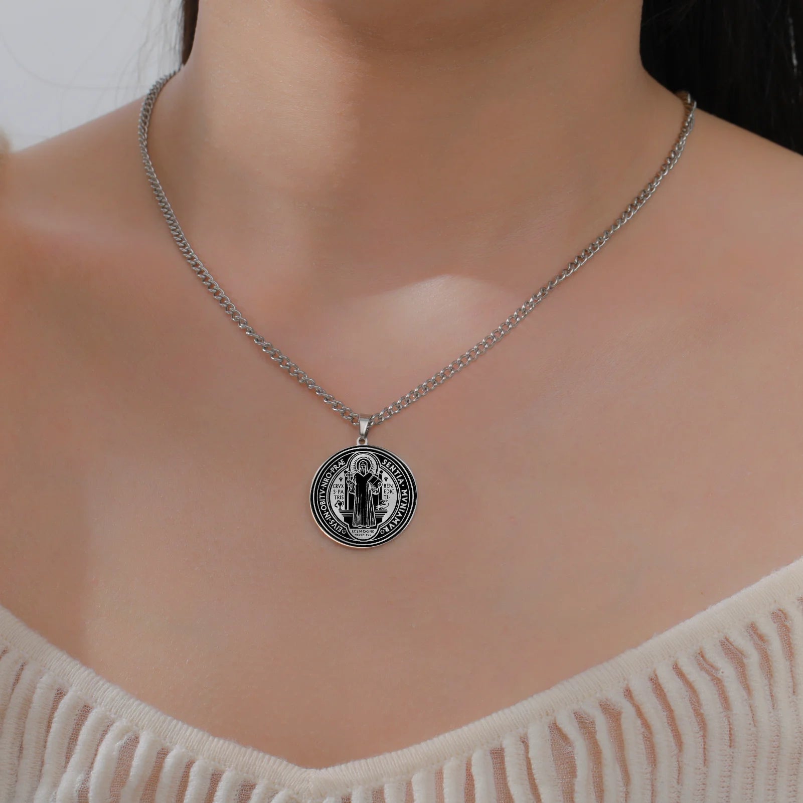 Saint Benedict & Saint Michael Protection Necklace – Catholic Stainless Steel Devotional