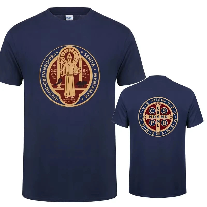 St. Benedict Medal Catholic Pullover T-Shirt