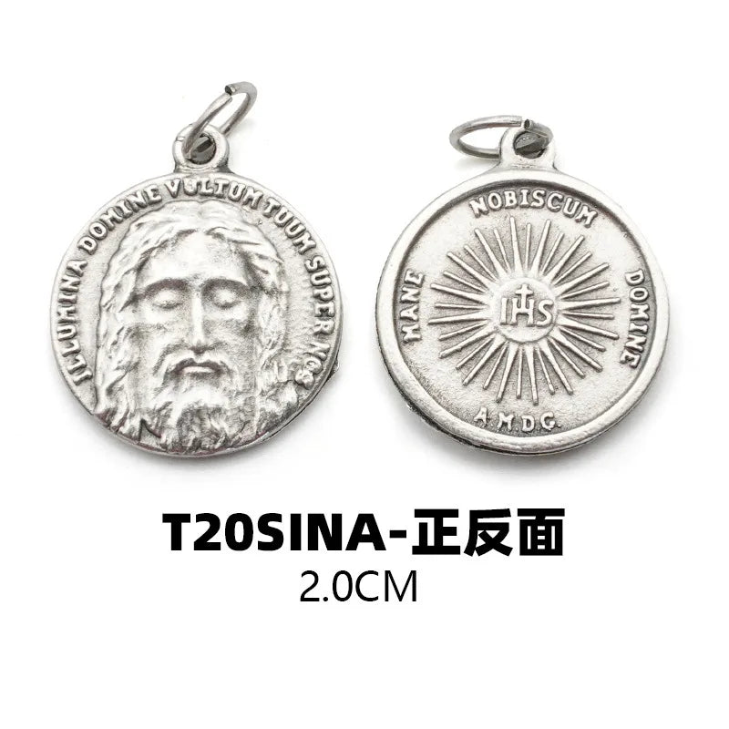 Holy Face of Jesus Double-Sided Medal Pendant Necklace-Shroud of Turin Devotion, Eucharistic Back, Catholic Devotional
