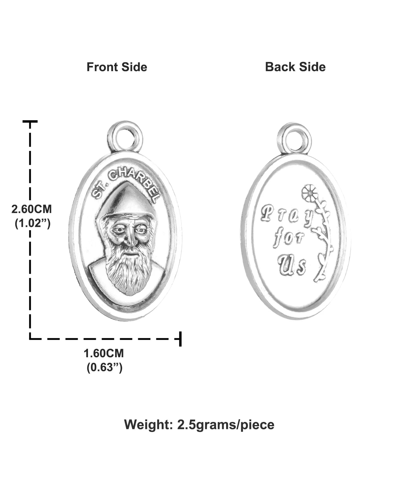 30PCS Saint Charbel Medals– Oval “Pray for Us” Saint Charbel Pendants