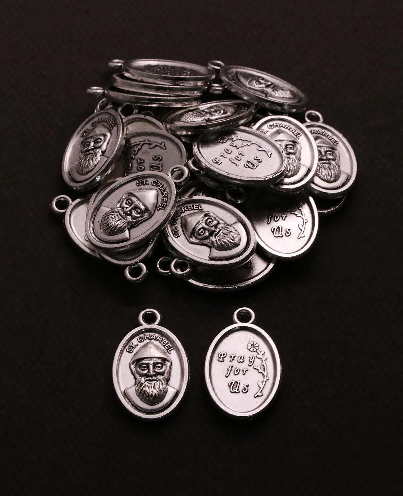 30PCS Saint Charbel Medals– Oval “Pray for Us” Saint Charbel Pendants