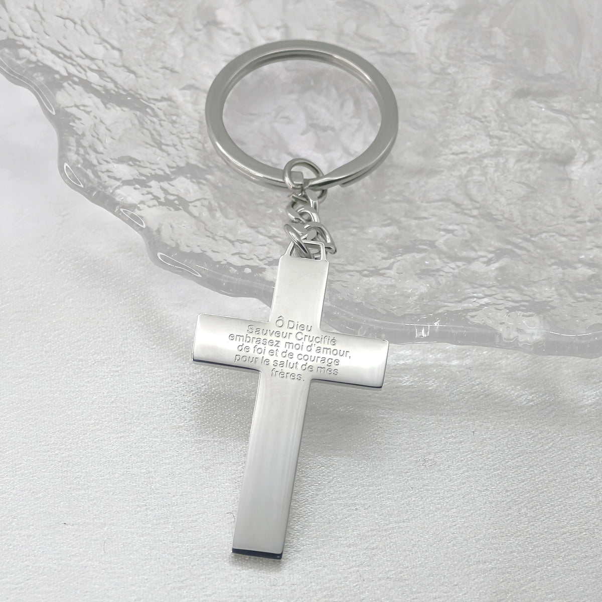 Stainless Steel Pardon Cross Keychain | Devotional Accessory
