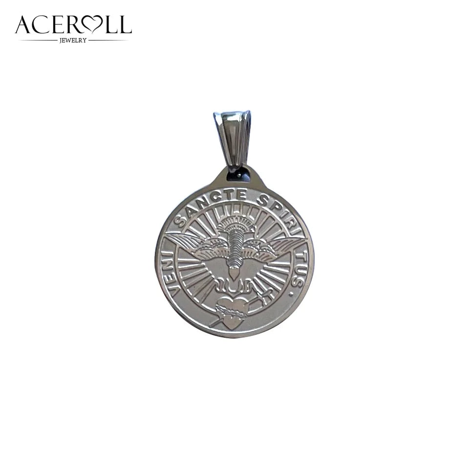 Come Holy Spirit Medal Pendant – Catholic Stainless Steel Devotional