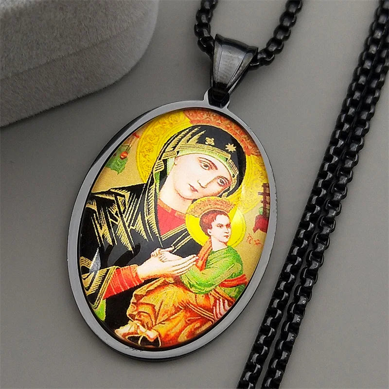 Our Lady of Perpetual Help Pendant Necklace – Catholic Marian Devotional