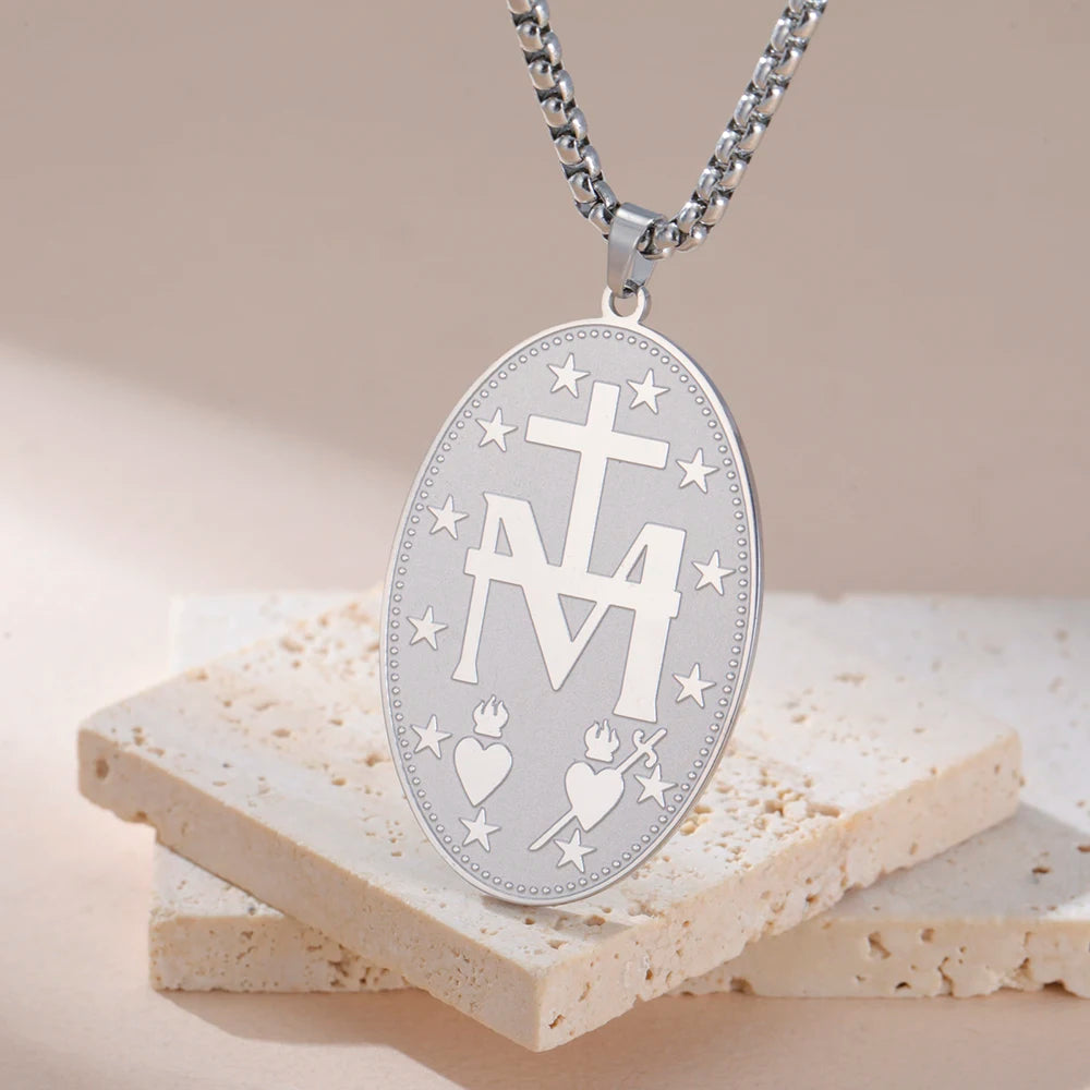 Miraculous Medal Pendant – Double-Sided Virgin Mary Catholic Necklace
