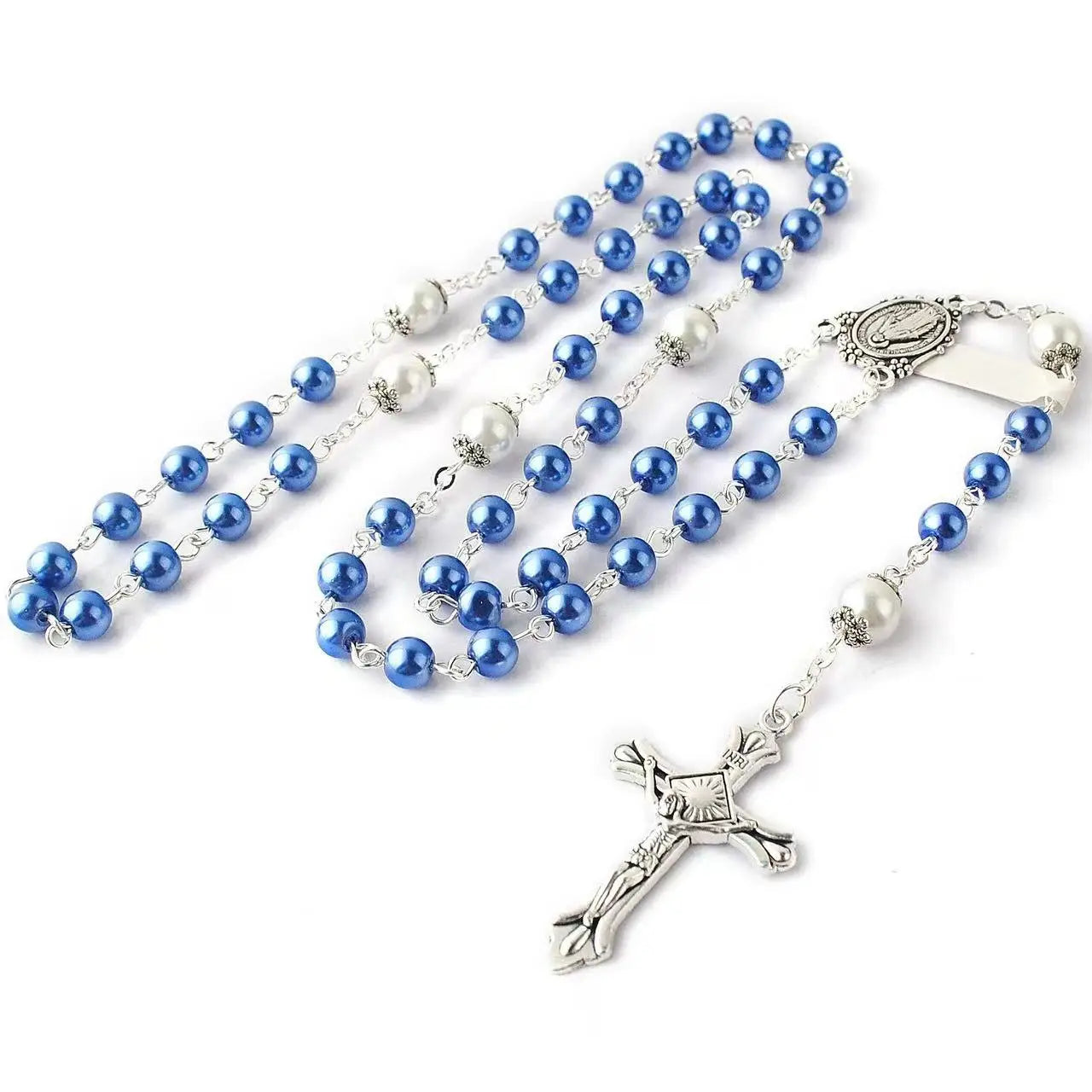 Virgin Mary Glass Pearl Necklace – Catholic First Communion Gift for Boys & Girls