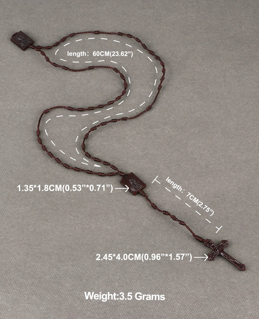 Our Lady of Mount Carmel Braided Scapular Rosary Necklace with Crucifix Cross – Catholic Devotional Protection Necklace (Unisex)