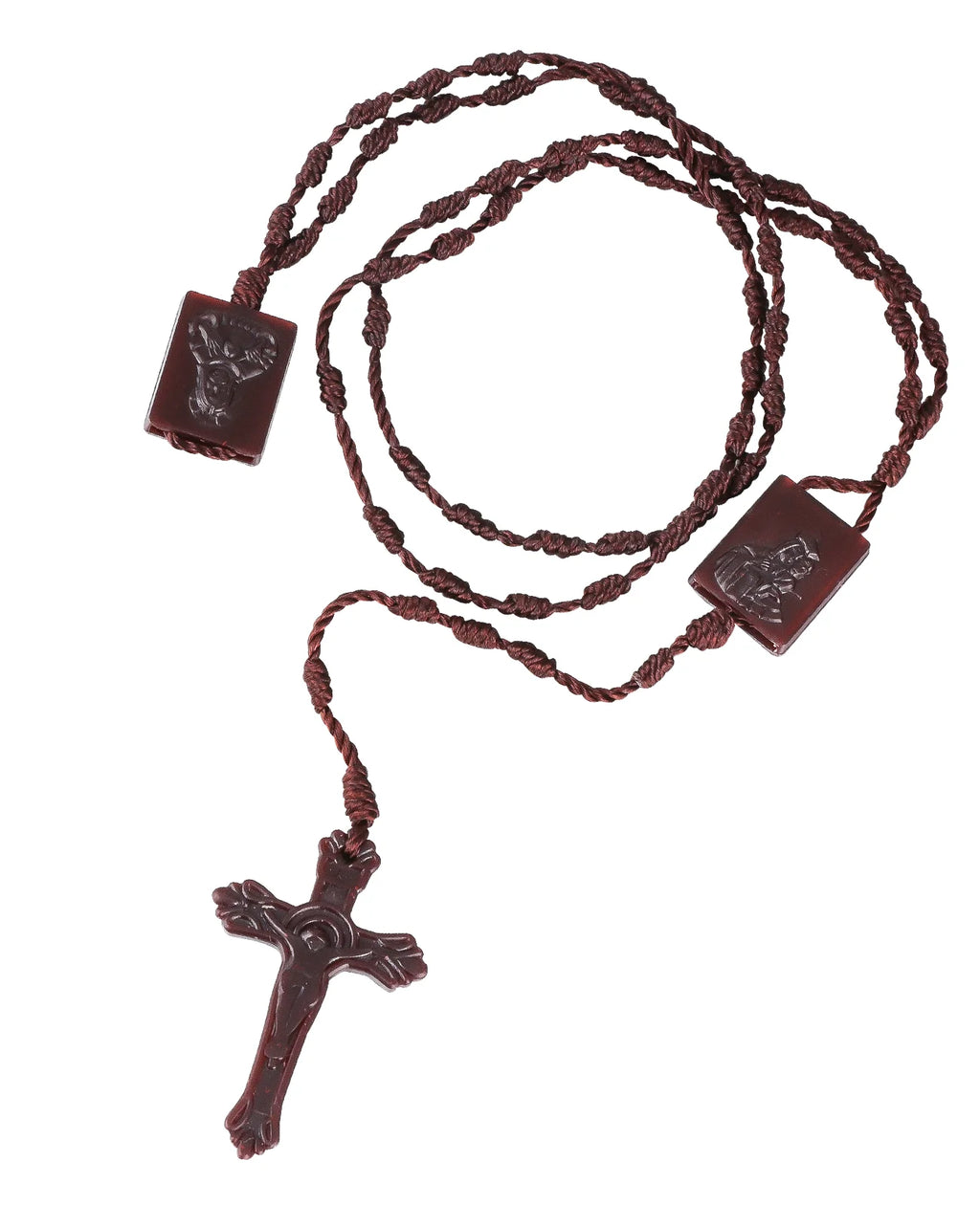 Our Lady of Mount Carmel Braided Scapular Rosary Necklace with Crucifix Cross – Catholic Devotional Protection Necklace (Unisex)