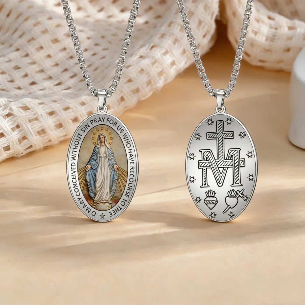 Miraculous Medal Pendant – Virgin Mary Catholic Protection Necklace