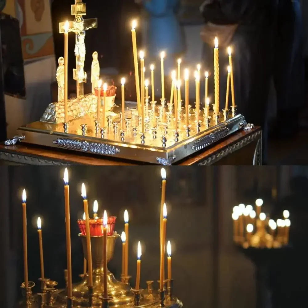 Pure Beeswax Church Candles (50–300 Pack) – Natural Catholic Prayer Candles for Altar, Devotion & Home Worship – 6.29” Taper