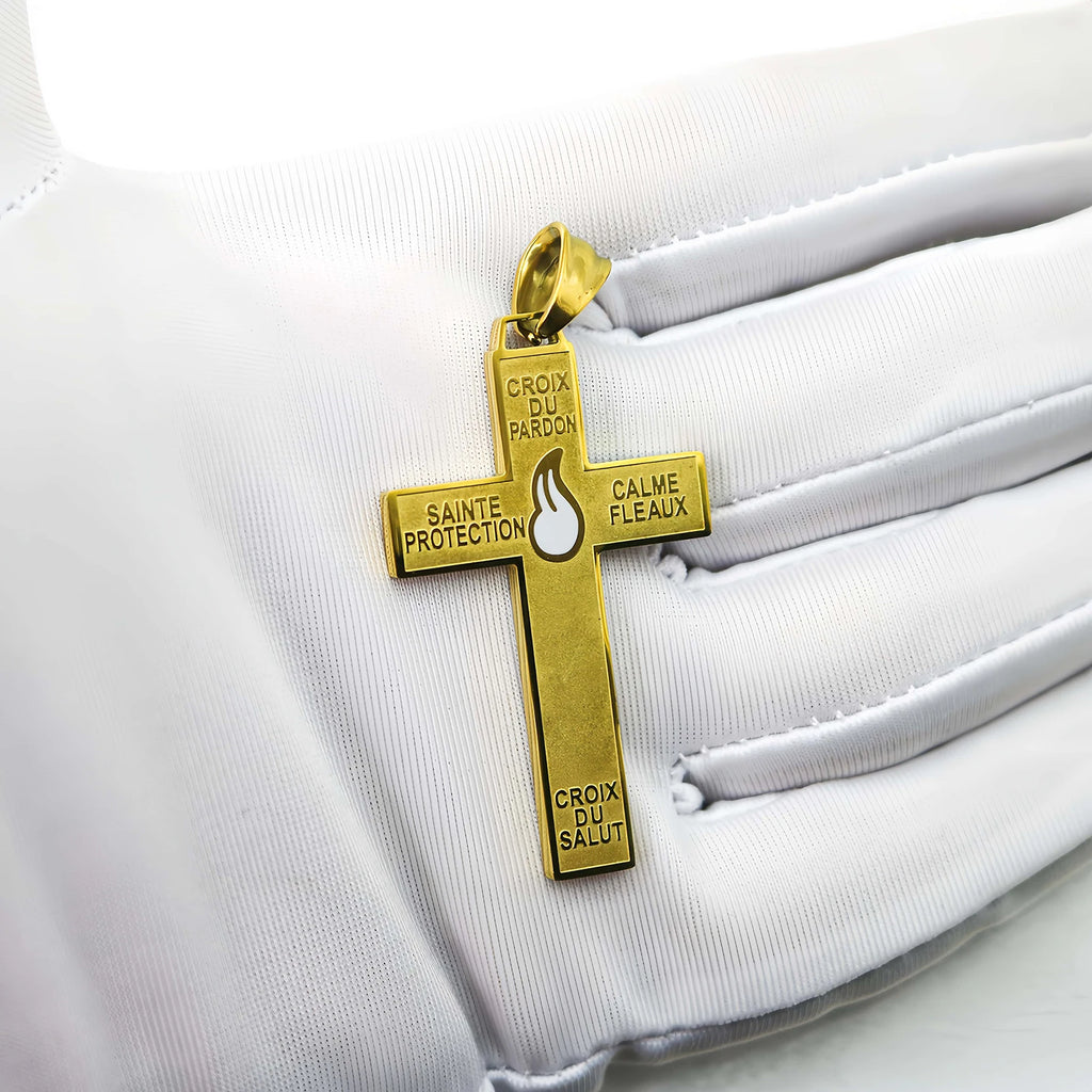 Gold Plated or Stainless Steel - Cross of Forgiveness (Cross of Pardon or Precious Blood Cross) – Marie-Julie Jahenny Holy Protection Cross with Bonne Garde Rosary Variants