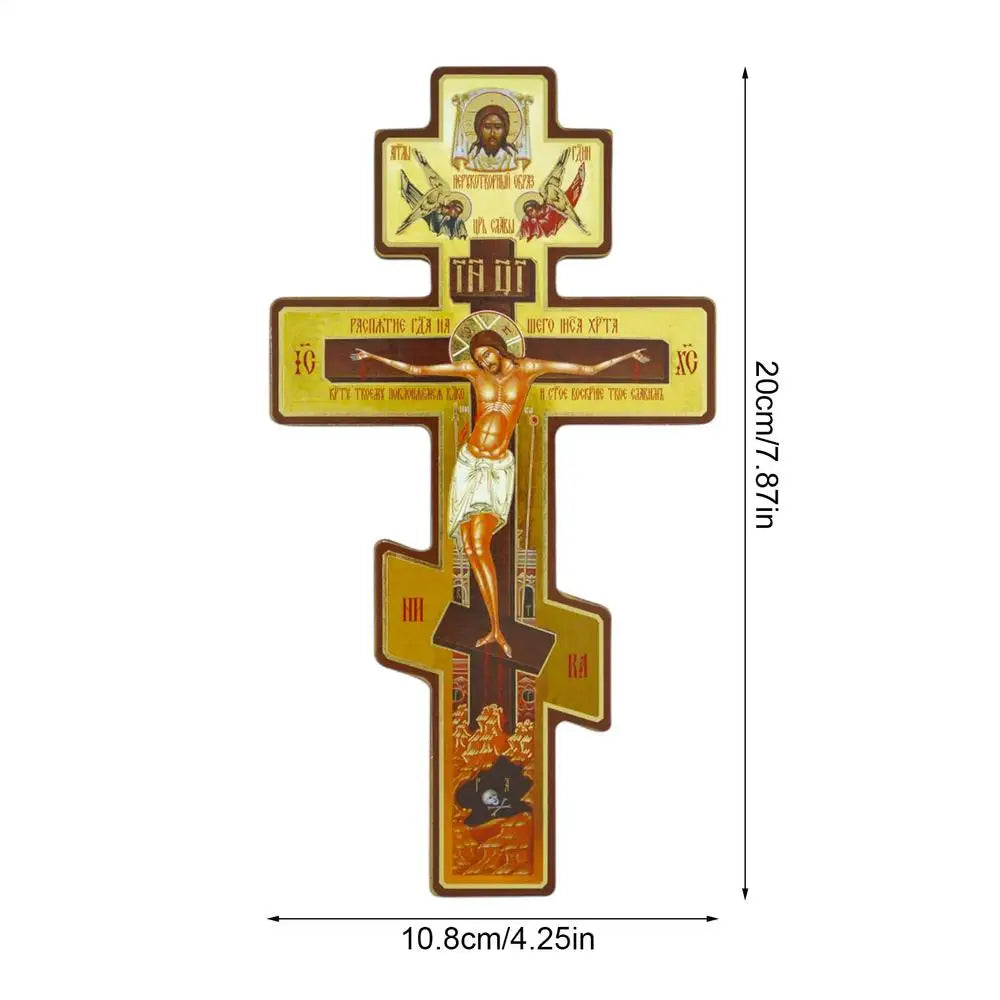Wall Crucifix Ornament Double-Sided Wooden Byzantine Crucifix