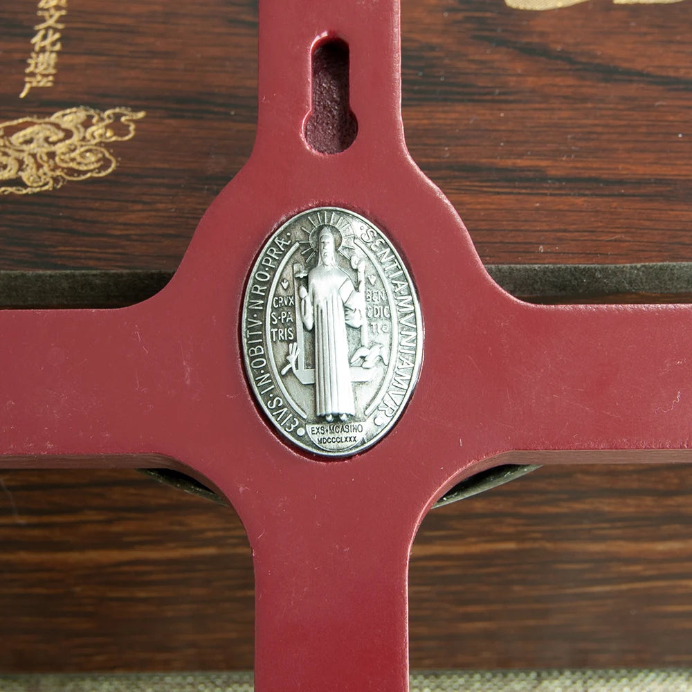 Wooden Catholic Crucifix with Holy Water Font – Jesus Cross for Home Blessing