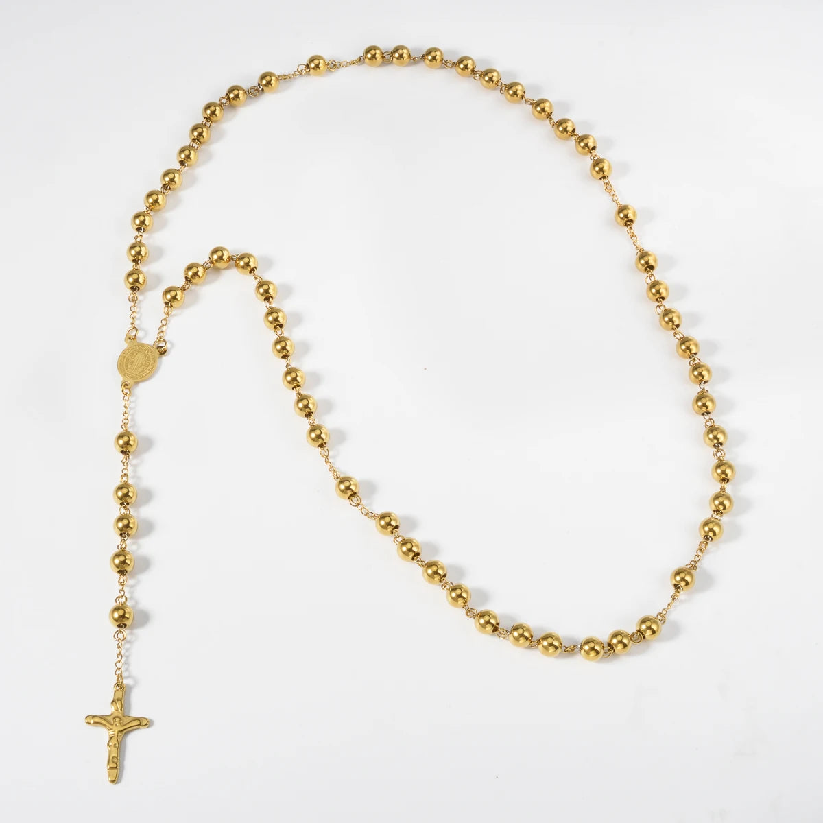 Catholic Rosary with Gold-Tone Beads and Crucifix – Sacred Prayer Devotional