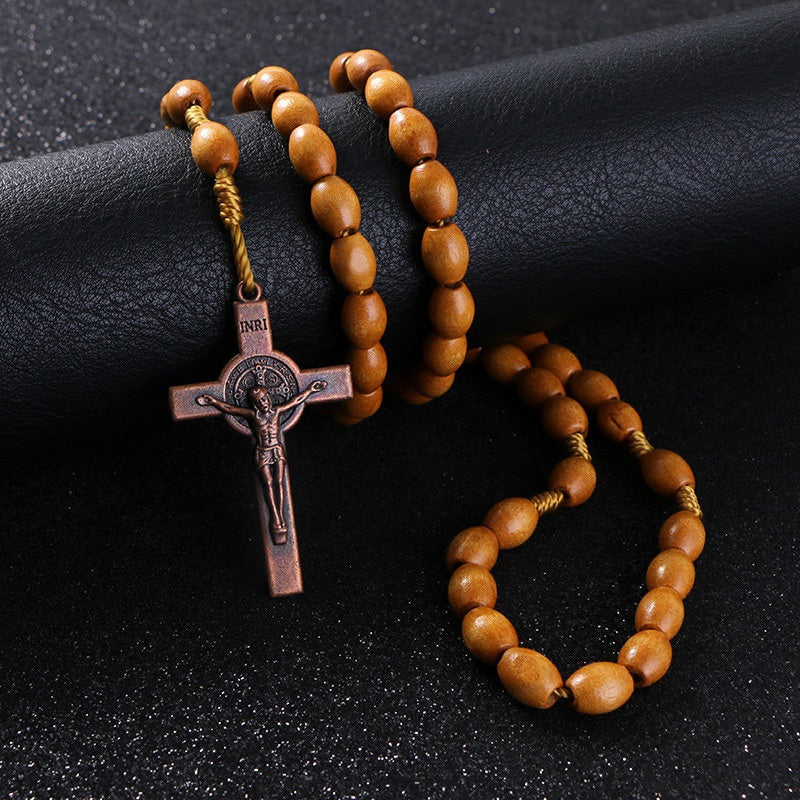 Saint Benedict Medal Rosary for Protection – Handcrafted Wooden Catholic Rosary