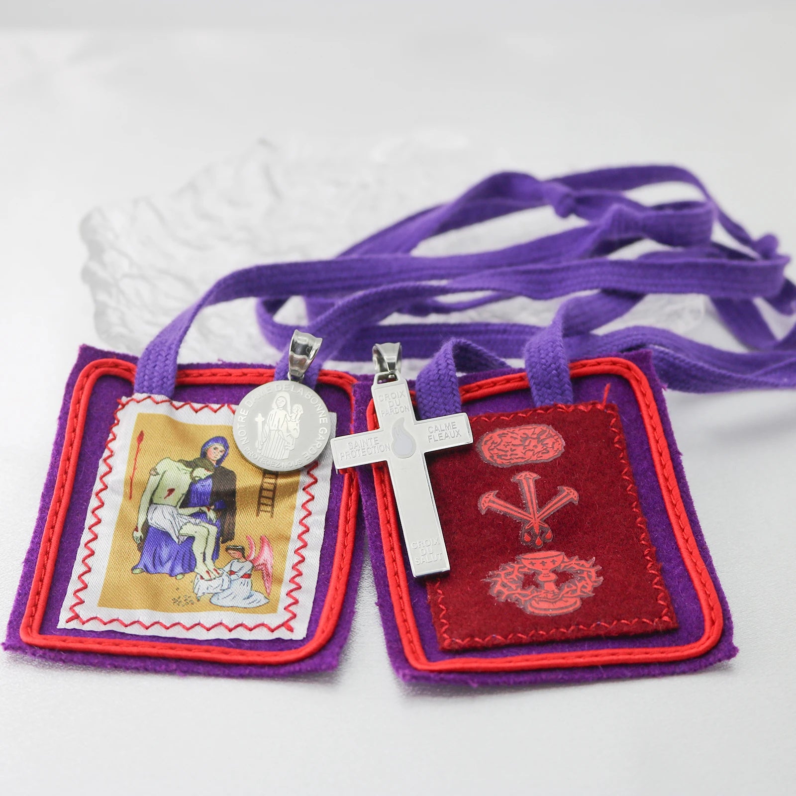 Gold Plated or Stainless Steel - Cross of Forgiveness (Cross of Pardon or Precious Blood Cross) – Marie-Julie Jahenny Holy Protection Cross with Bonne Garde Rosary Variants