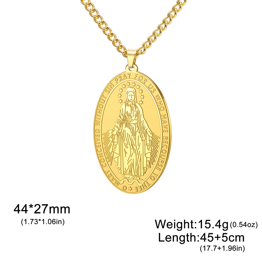 Miraculous Medal Pendant – Double-Sided Virgin Mary Catholic Necklace