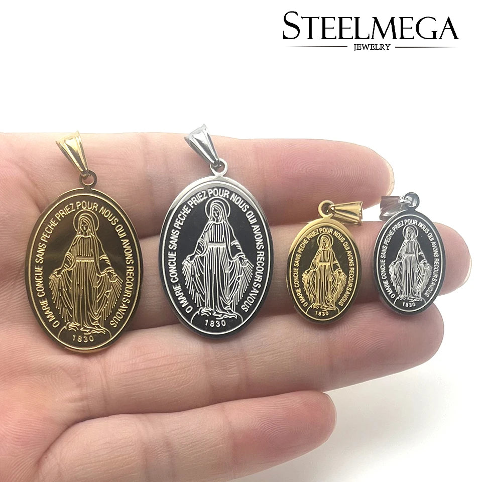 Miraculous Medal – Stainless Steel Catholic Necklace of Our Lady of the Miraculous Medal | Unisex Devotional Medal