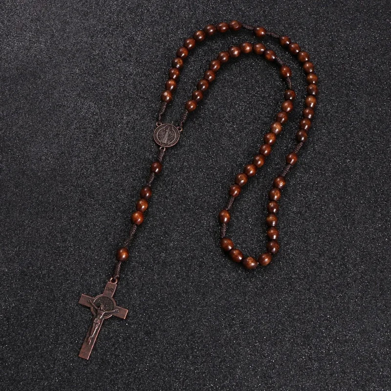 Saint Benedict Exorcist Wooden Rosary Beads