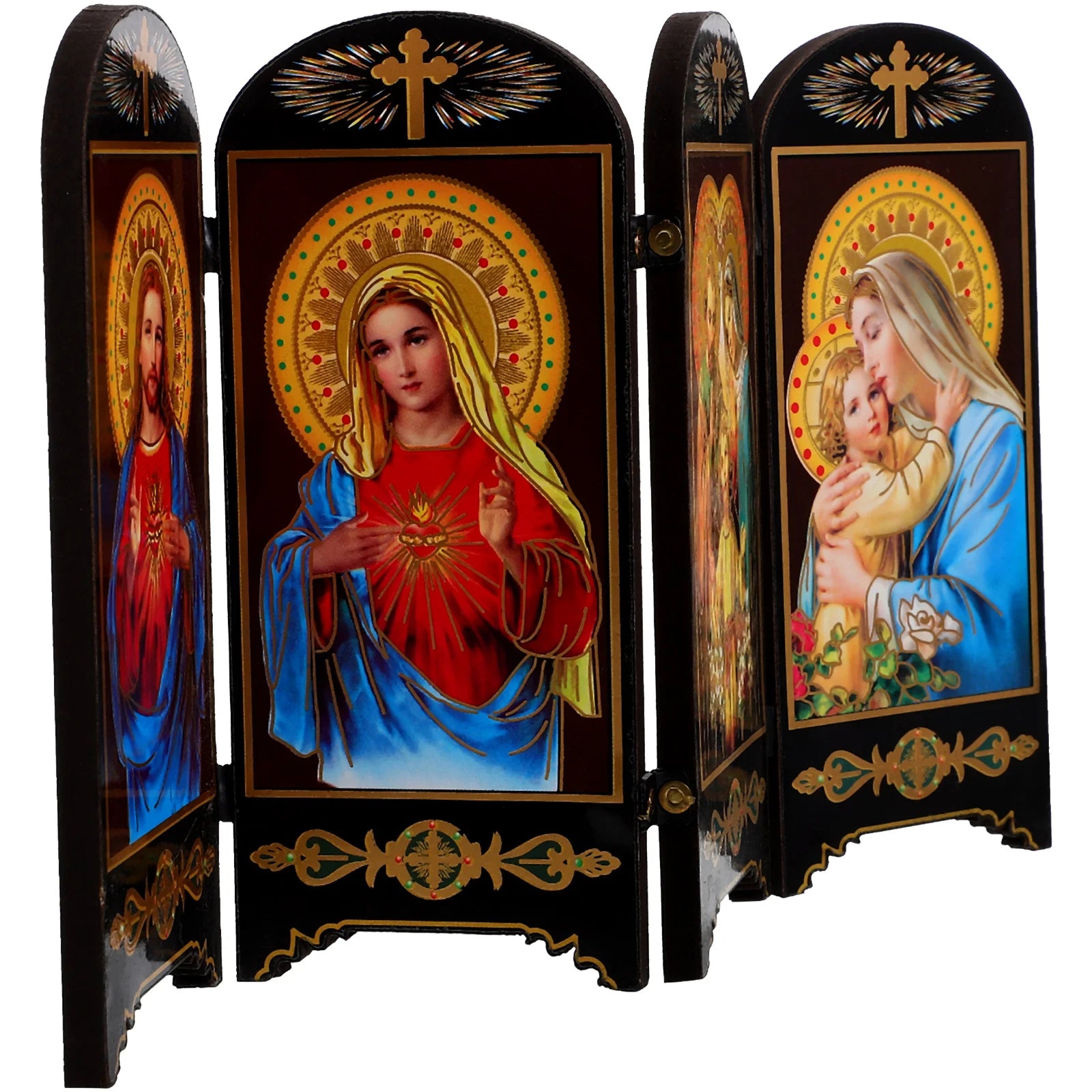 Holy Family Wood Plaque – Catholic Christmas Table & Wall Decor | Jesus, Mary & Joseph Wooden Home Blessing Icons