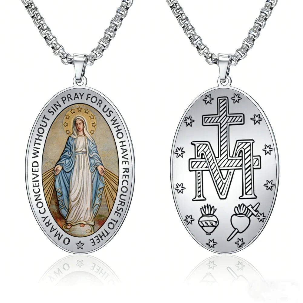 Miraculous Medal Pendant – Virgin Mary Catholic Protection Necklace