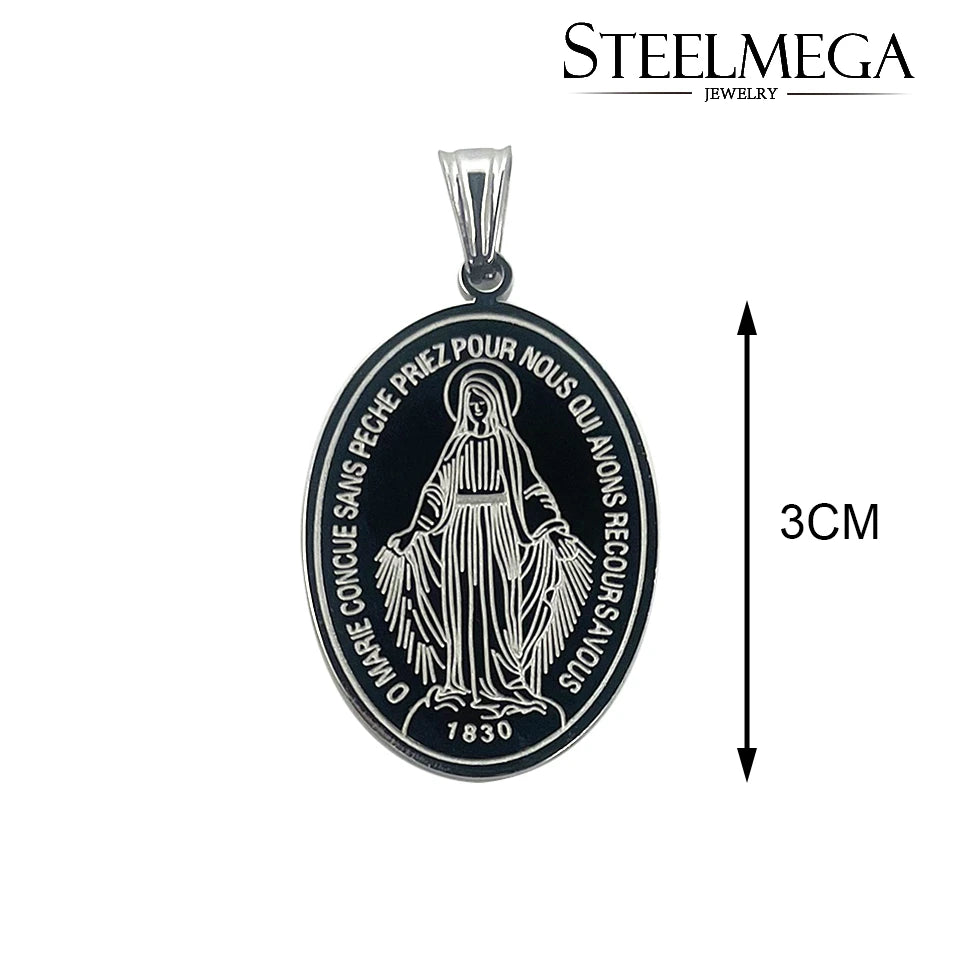 Miraculous Medal – Stainless Steel Catholic Necklace of Our Lady of the Miraculous Medal | Unisex Devotional Medal