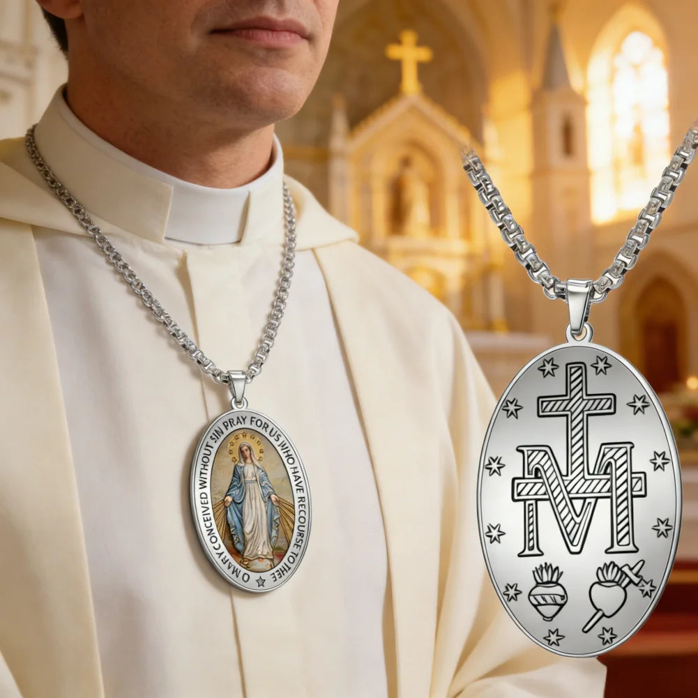 Miraculous Medal Pendant – Virgin Mary Catholic Protection Necklace