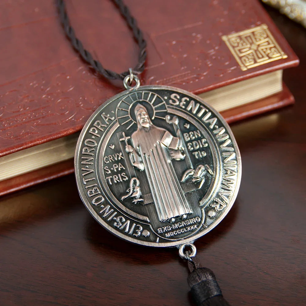 Saint Benedict Medal with Tassel – Gold & Silver Plated Catholic Protection Devotional
