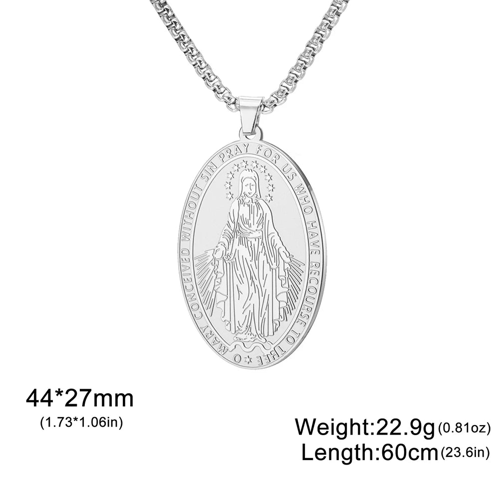 Miraculous Medal Pendant – Double-Sided Virgin Mary Catholic Necklace