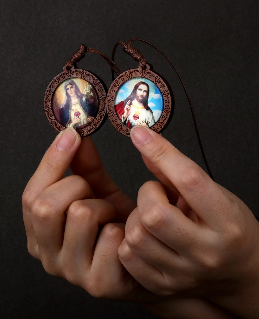Sacred Heart of Jesus and Our Lady Wooden Scapular – Catholic Devotional