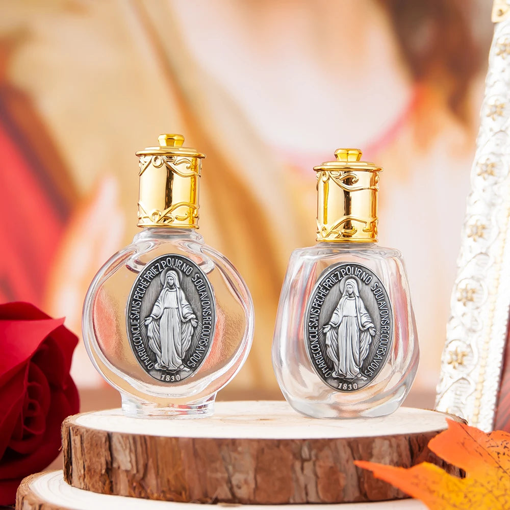Holy Water Bottle with Miraculous Medal – Sacred Vessel