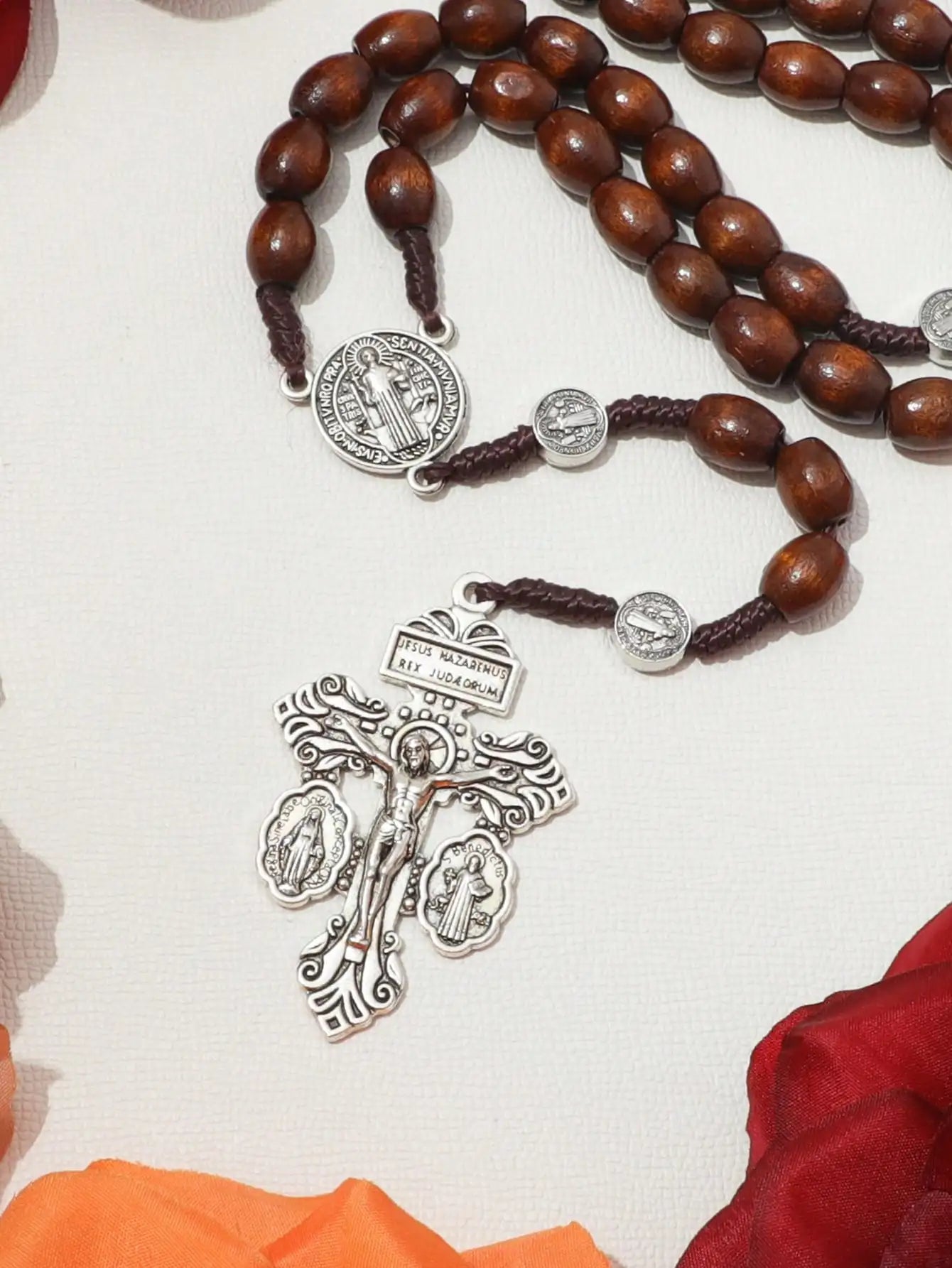 Handwoven Wooden Rosary with Crucifix – Catholic Faith and Prayer