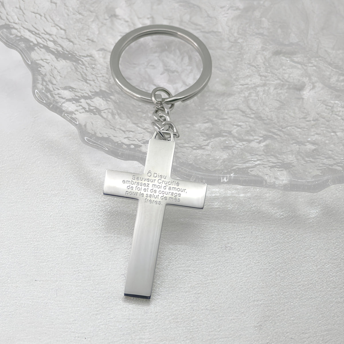 Stainless Steel Pardon Cross Keychain | Devotional Accessory