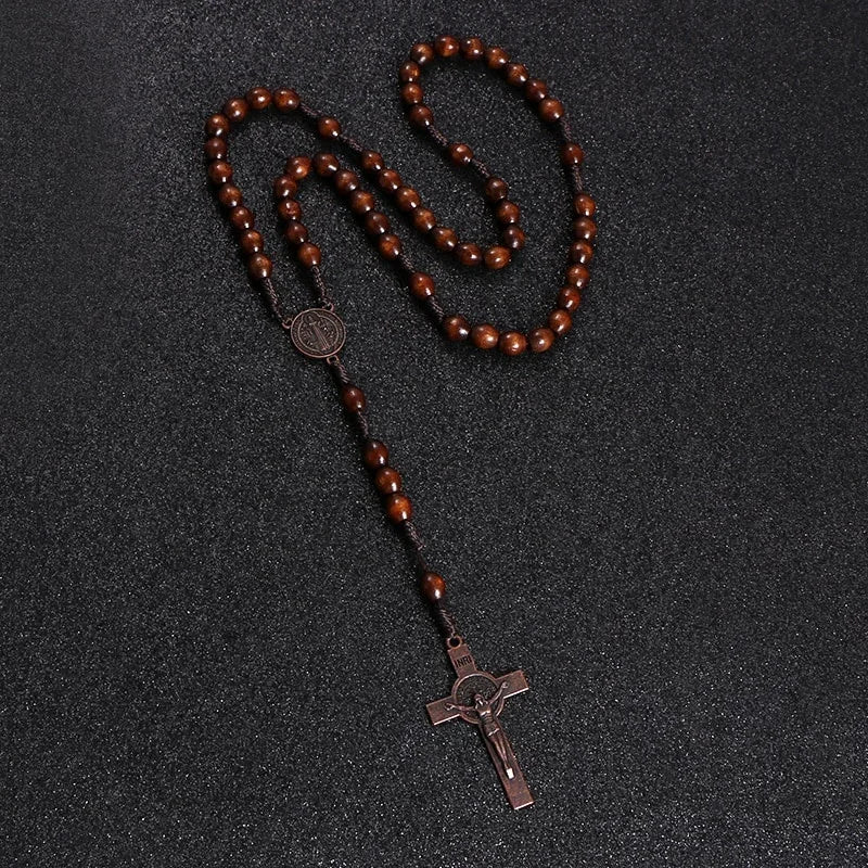 Saint Benedict Exorcist Wooden Rosary Beads