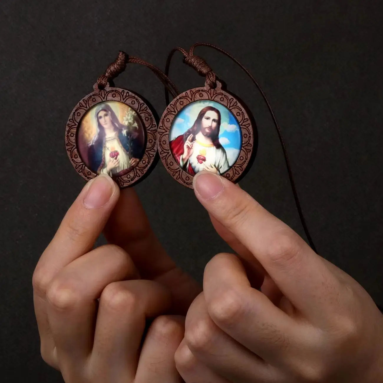 Sacred Heart of Jesus and Our Lady Wooden Scapular – Catholic Devotional