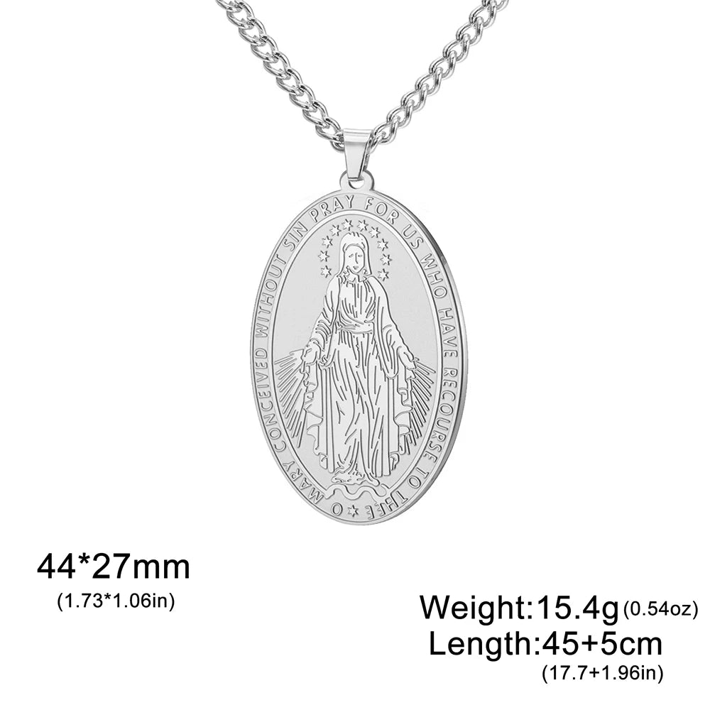 Miraculous Medal Pendant – Double-Sided Virgin Mary Catholic Necklace