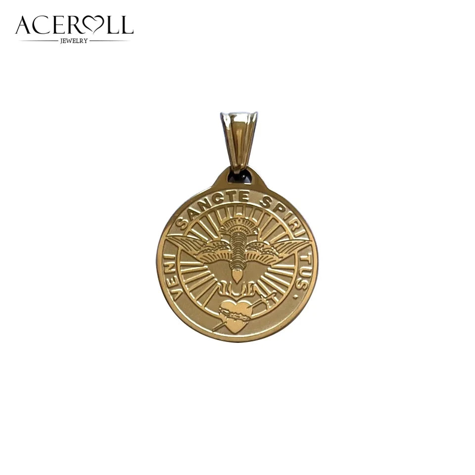 Come Holy Spirit Medal Pendant – Catholic Stainless Steel Devotional