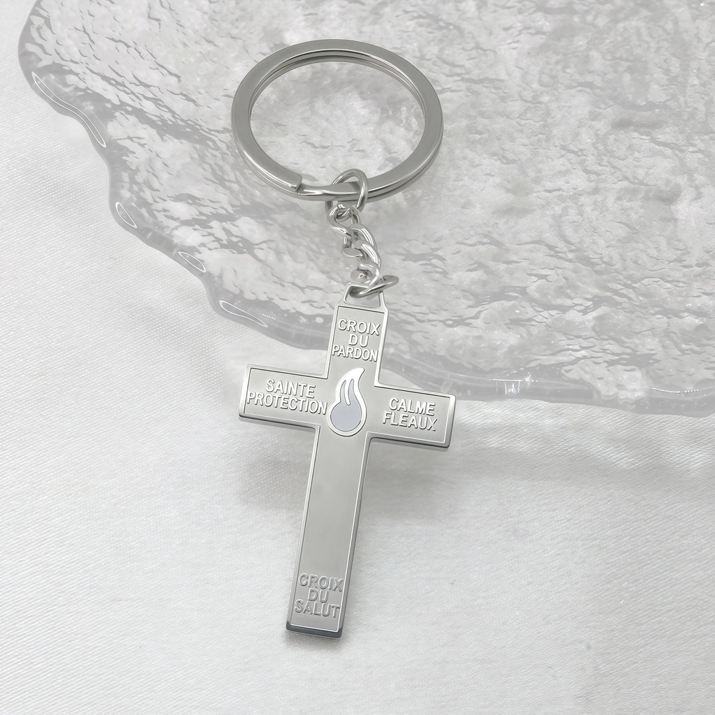 Stainless Steel Pardon Cross Keychain | Devotional Accessory
