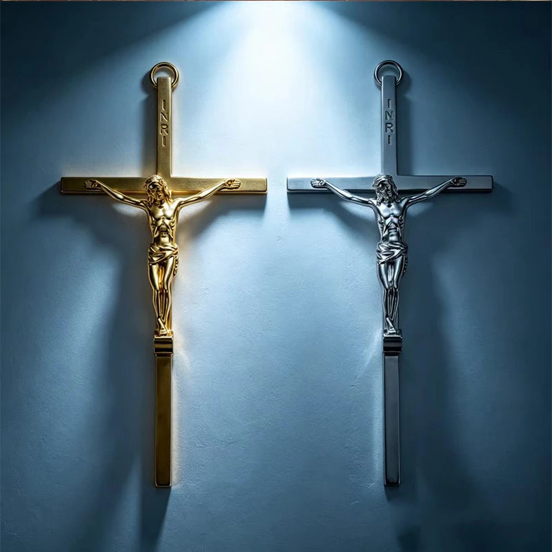 Gold-Plated Catholic Wall Crucifix - 15 cm
