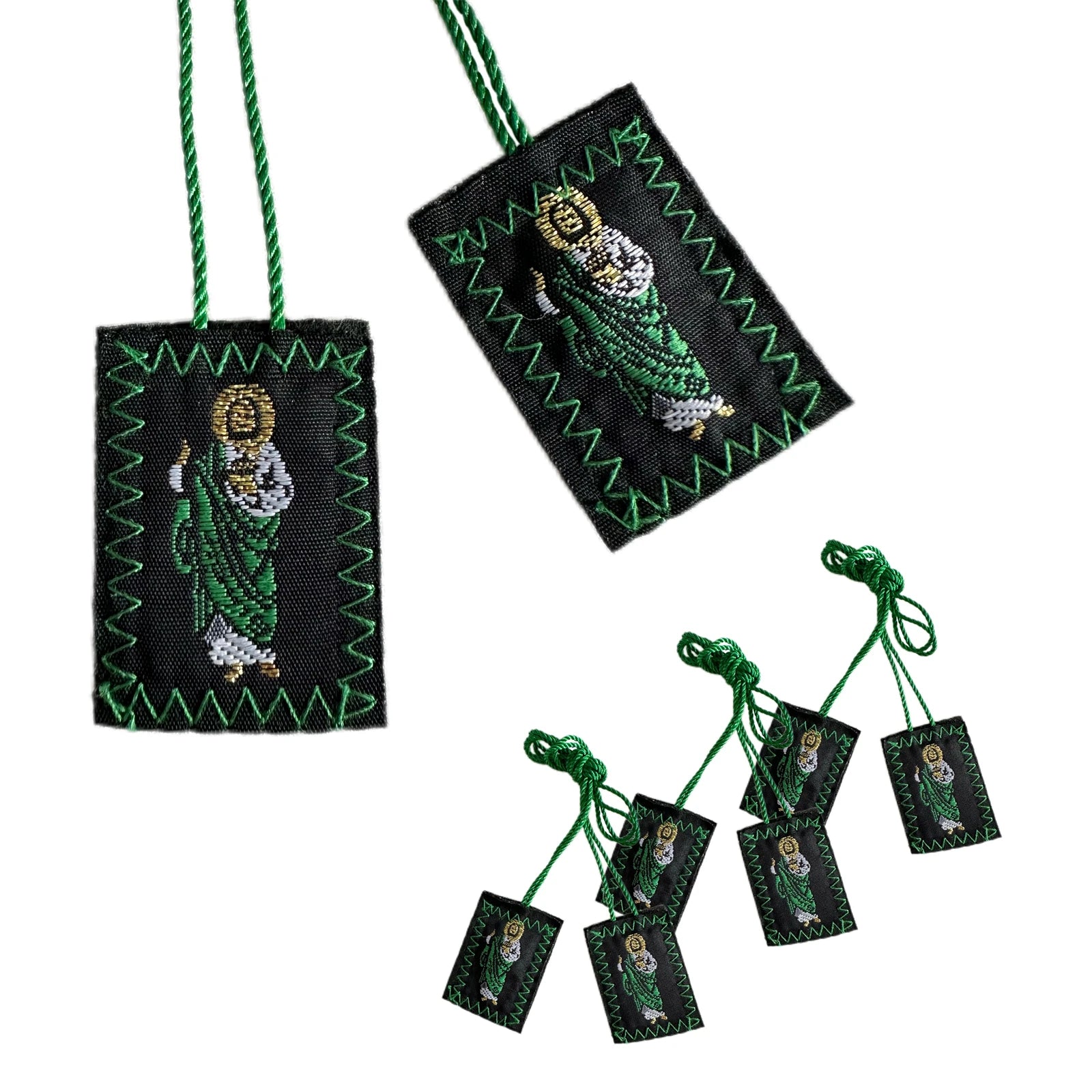 Green Scapular Set of 3 – Saint Jude & Our Lady of Guadalupe Catholic Devotional
