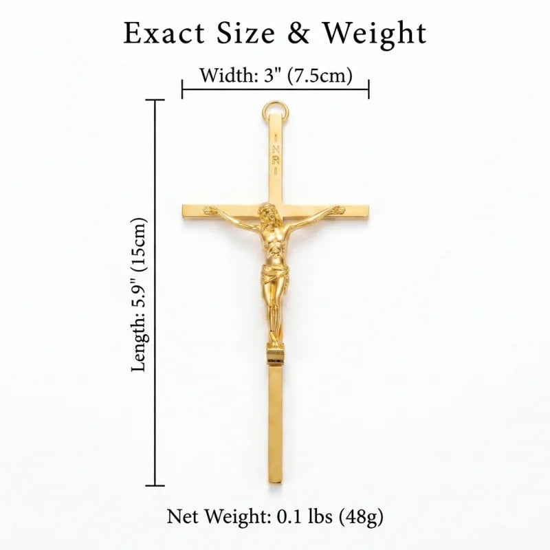 Gold-Plated Catholic Wall Crucifix - 15 cm