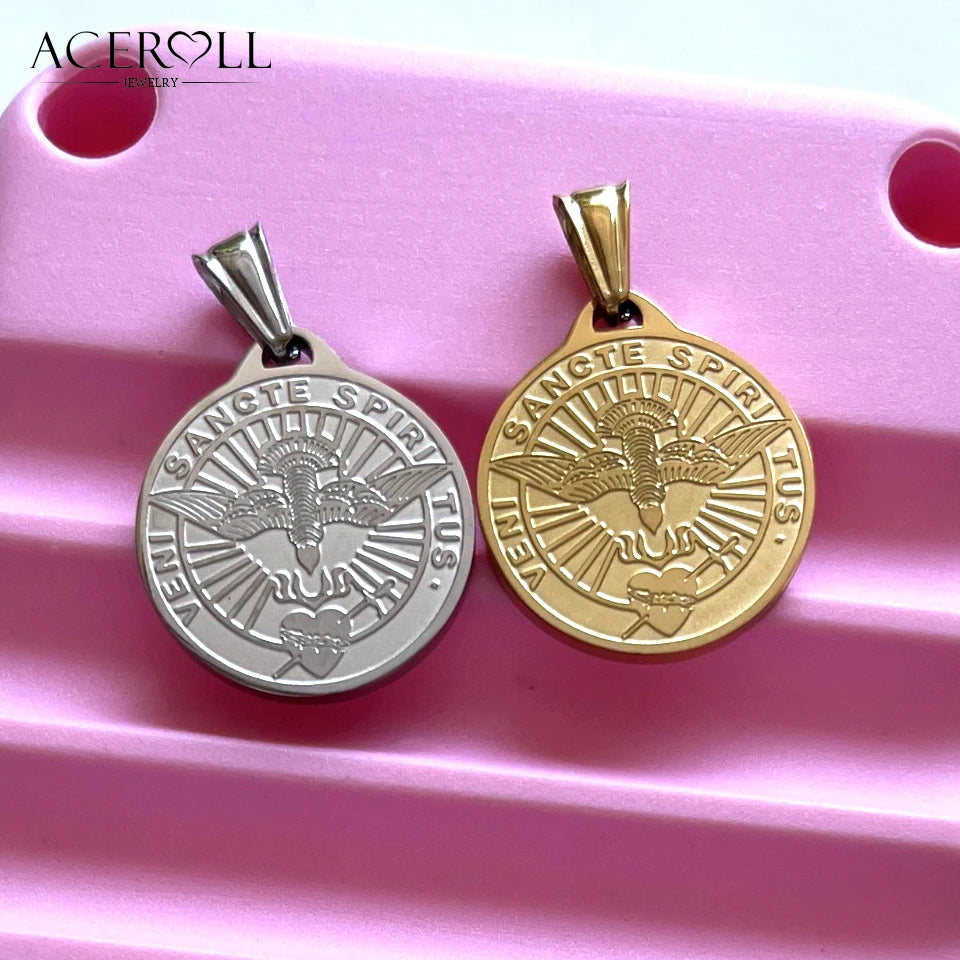 Come Holy Spirit Medal Pendant – Catholic Stainless Steel Devotional