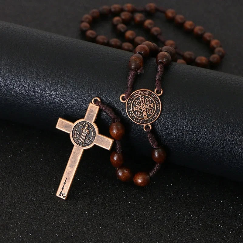 Saint Benedict Exorcist Wooden Rosary Beads