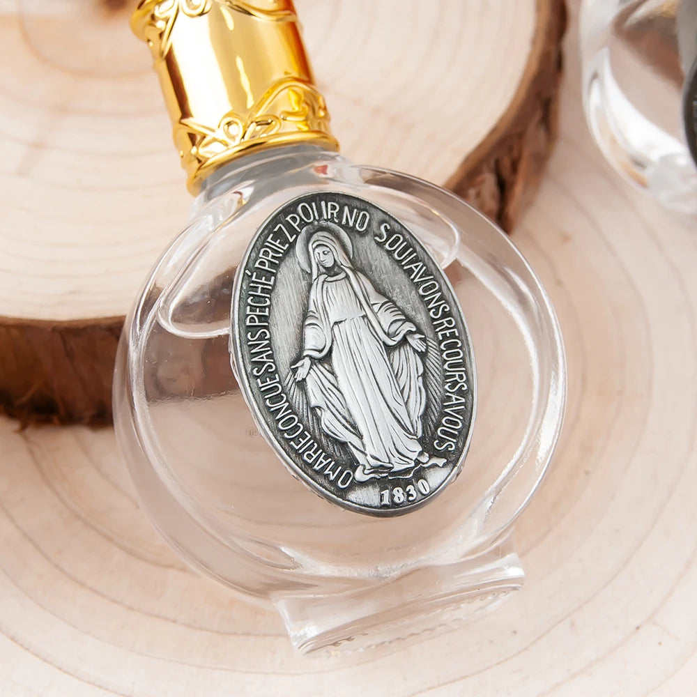 Holy Water Bottle with Miraculous Medal – Sacred Vessel
