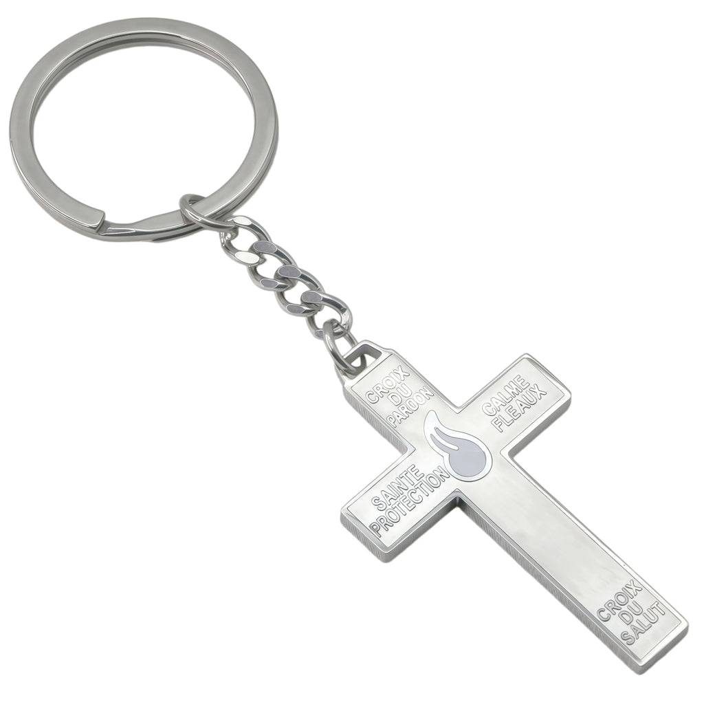Stainless Steel Pardon Cross Keychain | Devotional Accessory