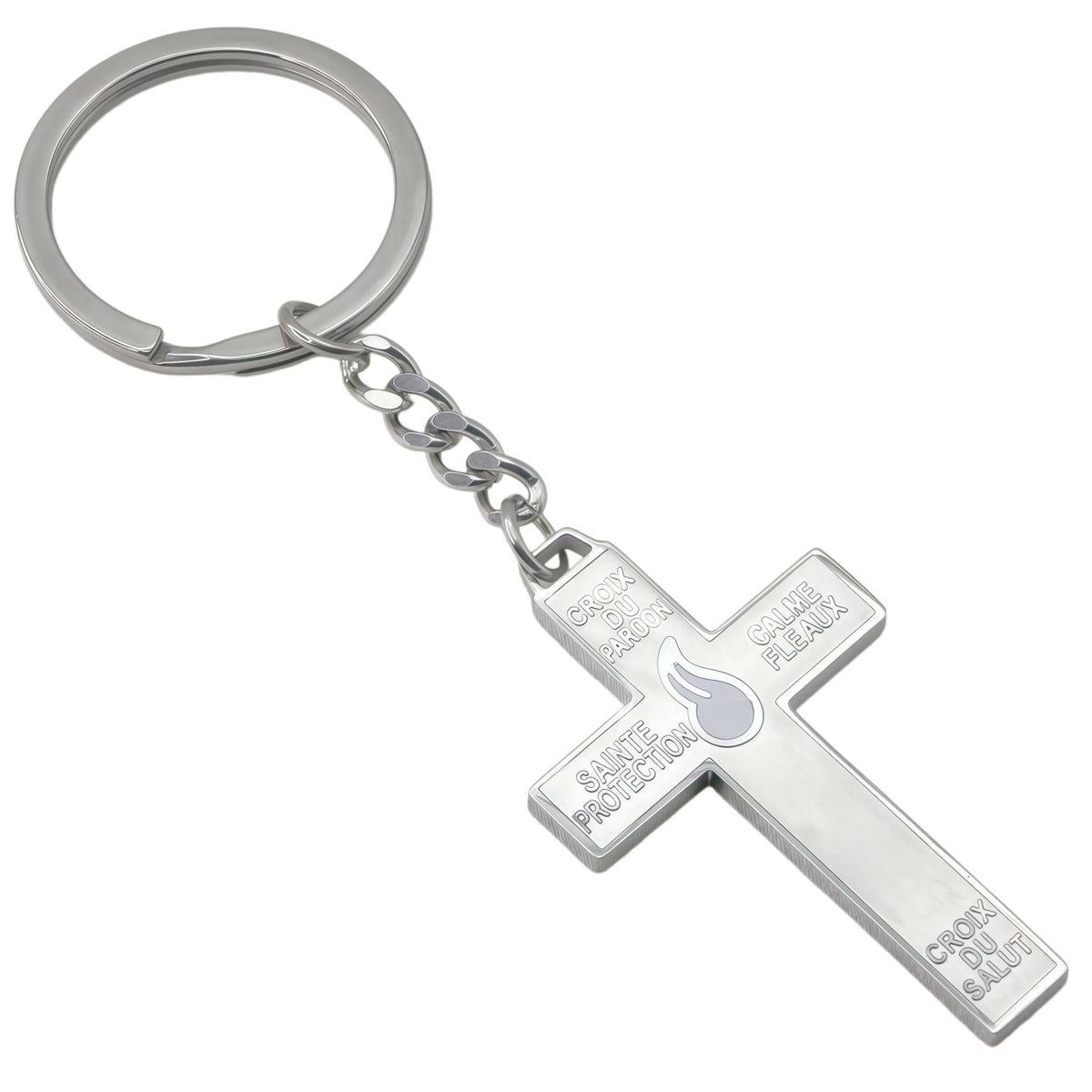 Stainless Steel Pardon Cross Keychain | Devotional Accessory