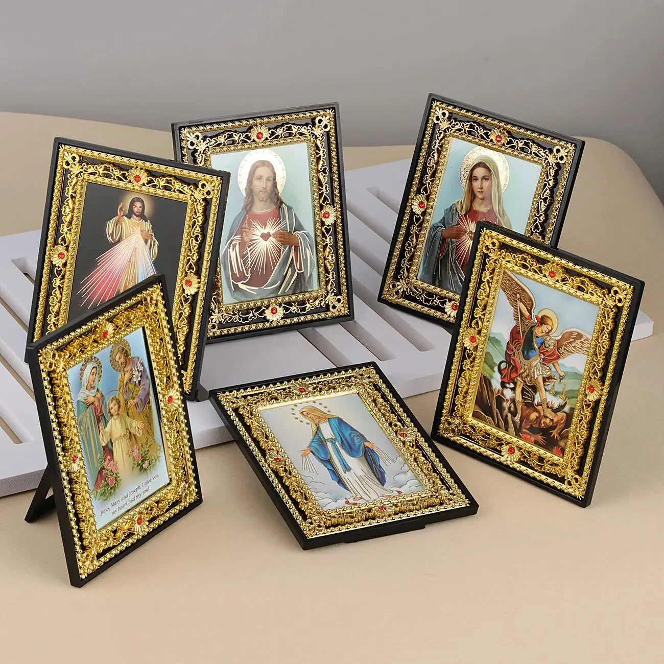 Catholic Holy Family Icon Square Frame