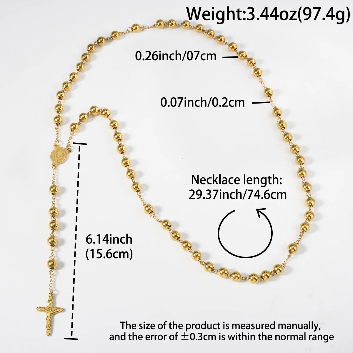 Catholic Rosary with Gold-Tone Beads and Crucifix – Sacred Prayer Devotional